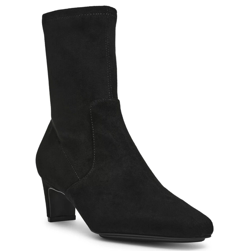 Anne Klein Iga Boots Womens US 9.5M Black Faux Suede Kitten Heel Dress Bootie
